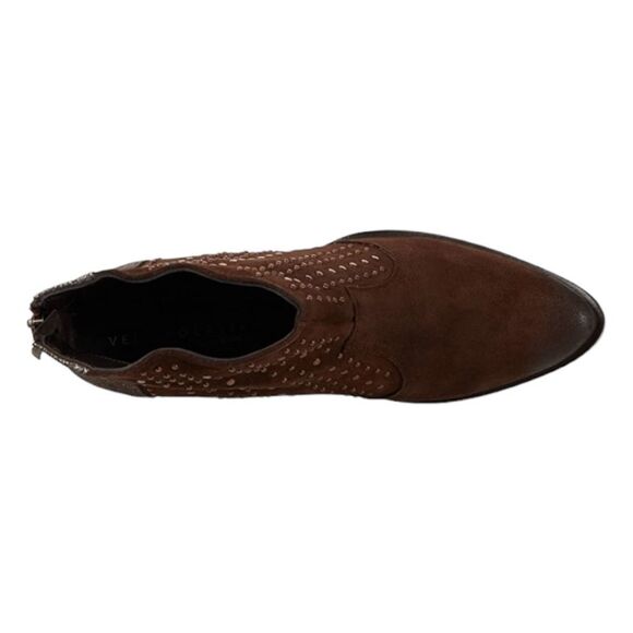 Very Volatile Zeke Studded Western Ankle Boots Brown Suede Stack Heel 7.5 - Picture 5 of 10